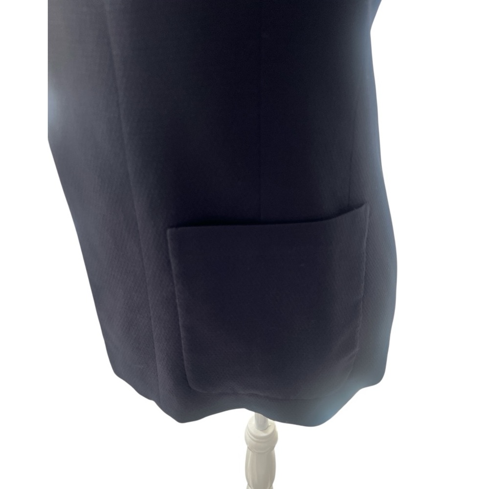 Theory Navy Textured Open Front Blazer Jacket Size 0 Pockets New Without Tag - Picture 3 of 12